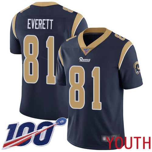 Los Angeles Rams Limited Navy Blue Youth Gerald Everett Home Jersey NFL Football 81 100th Season Vapor Untouchable
